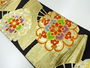 アンティーク　扇に華紋模様織出し袋帯（材料）